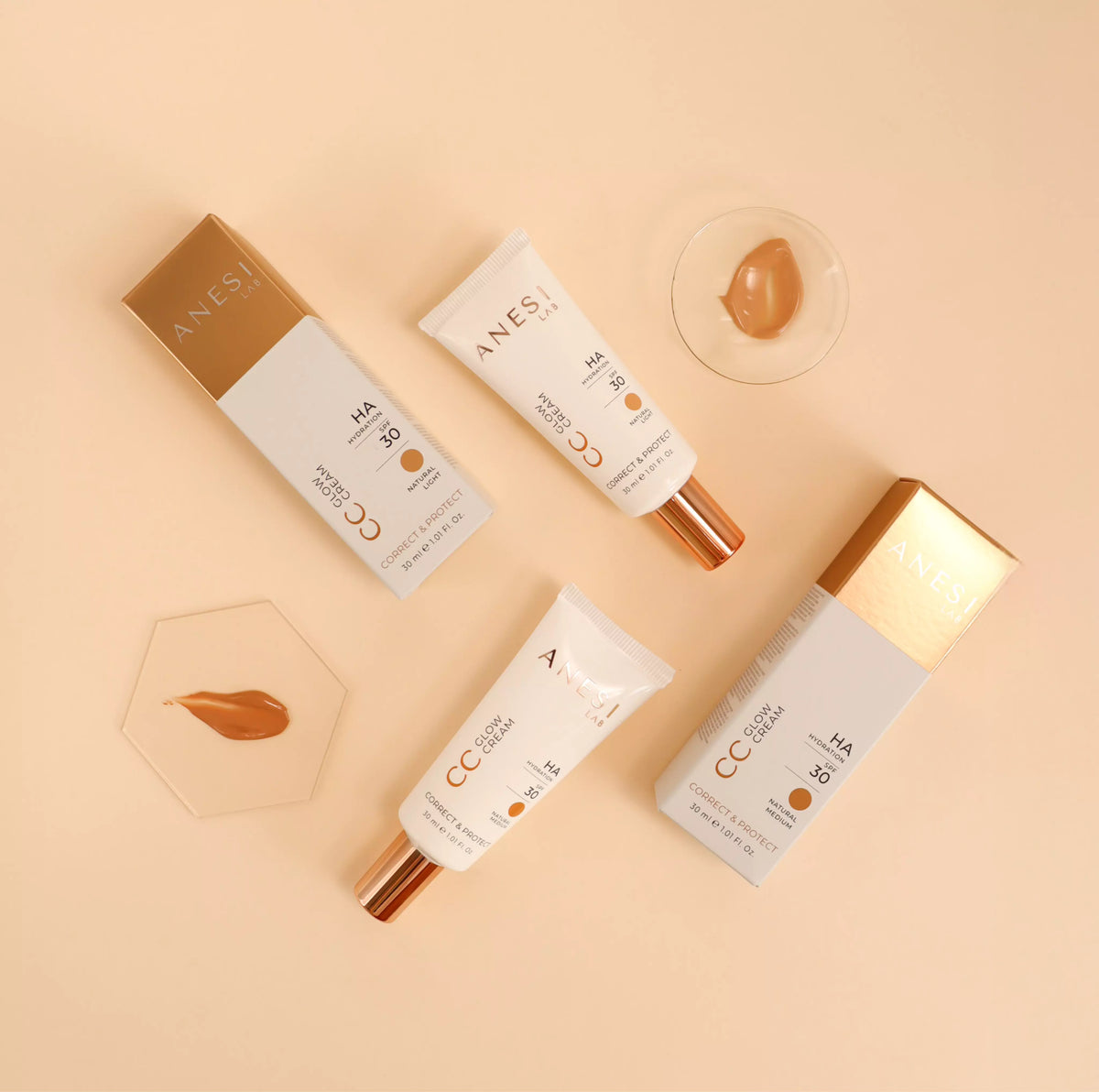 Anesi Lab CC Glow Cream Display - 6 Light, 6 Medium, 2 Testers