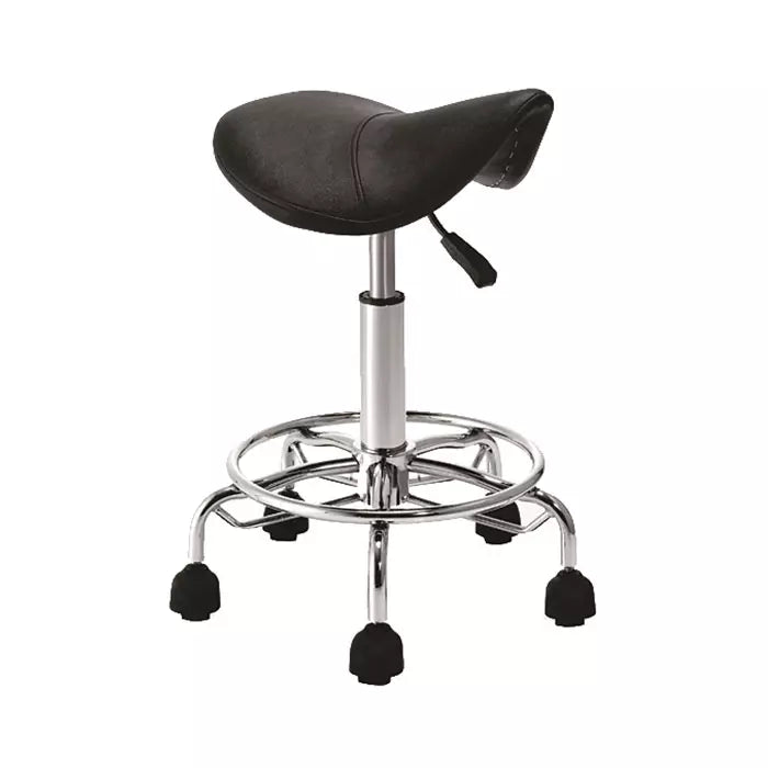 SkinMate Saddle Stool With Footrest White/Black