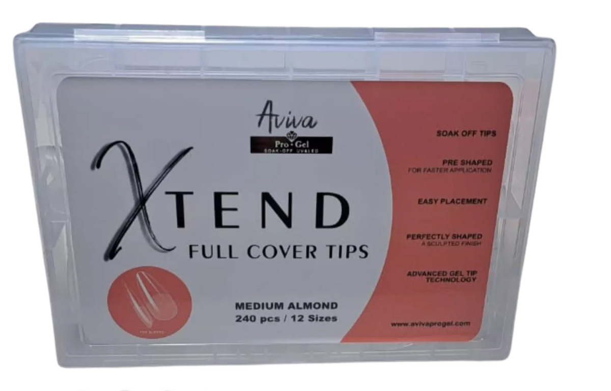 Aviva ProGel XTend Full Cover Gel Tips (Prebuffed) Medium Almond